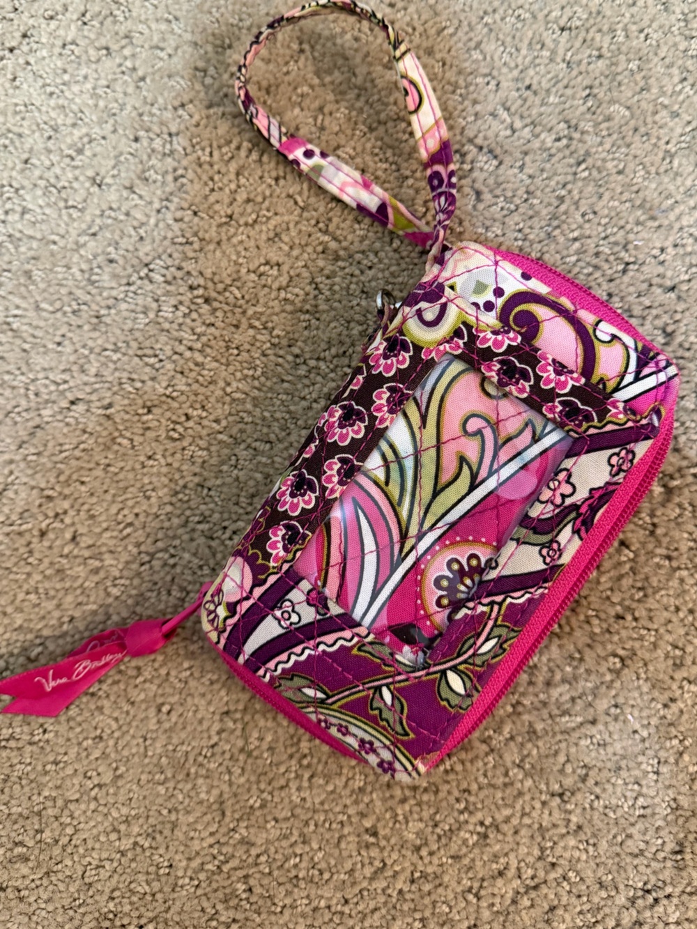 Vera Bradley Pink Floral Zip Wristlet - Card Holder